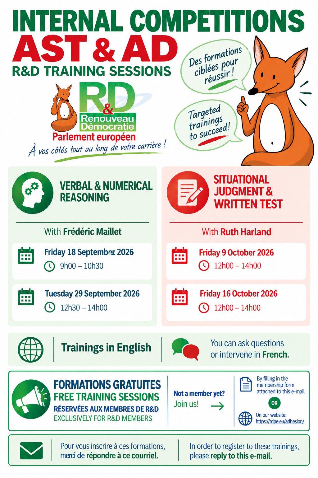 Invitation R&D — Formations concours internes AST & AD, septembre–octobre 2026